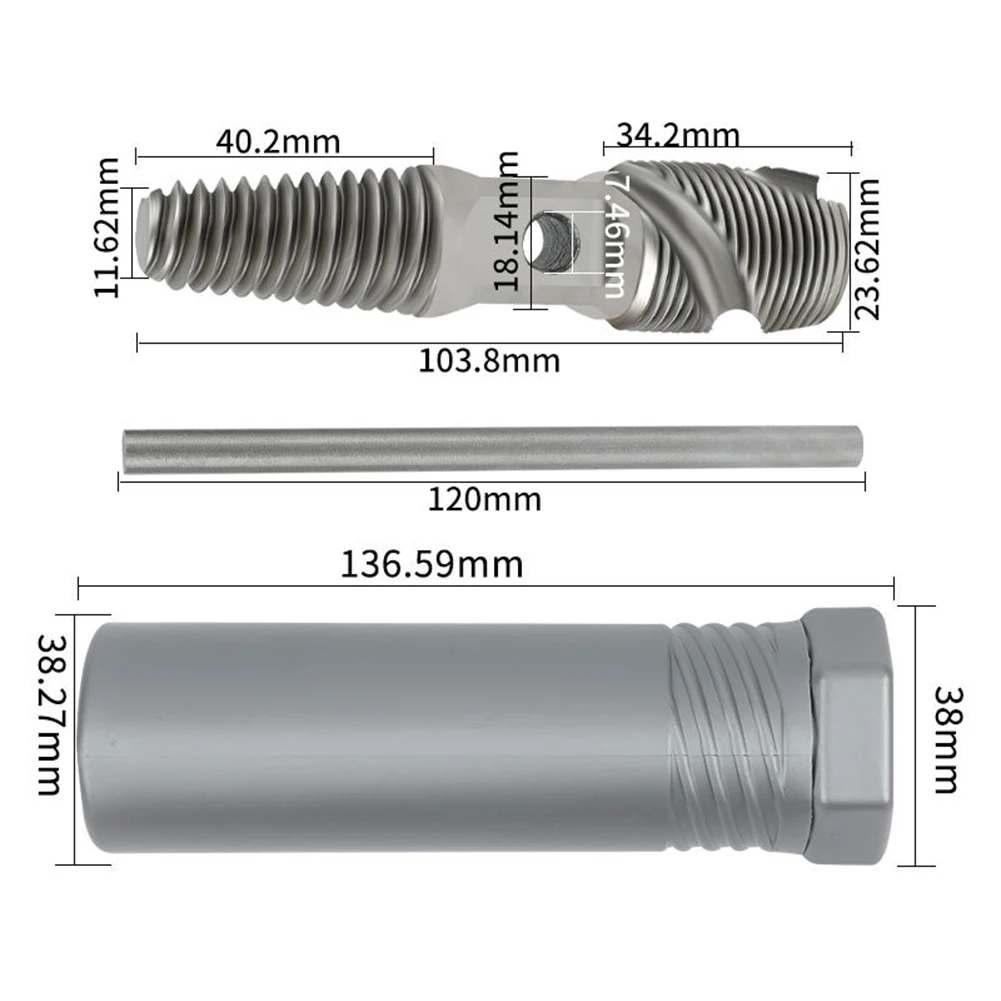 Threaded Water Pipe Extractor Double Head Drill Bits Implant Screw Removal Water Pipe Bolt Screws Valve Thread Repair Remover To