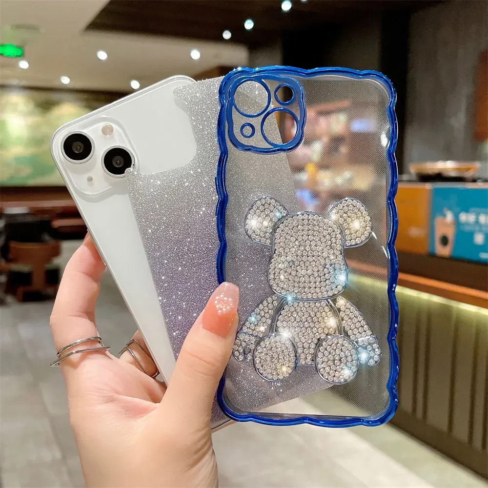 Sparkling Diamond Cute Bear Suitable for iPhone 11 14 12 13 Pro Max   15 Pro XR Xs Max 15 8 7 Plus Phone Case