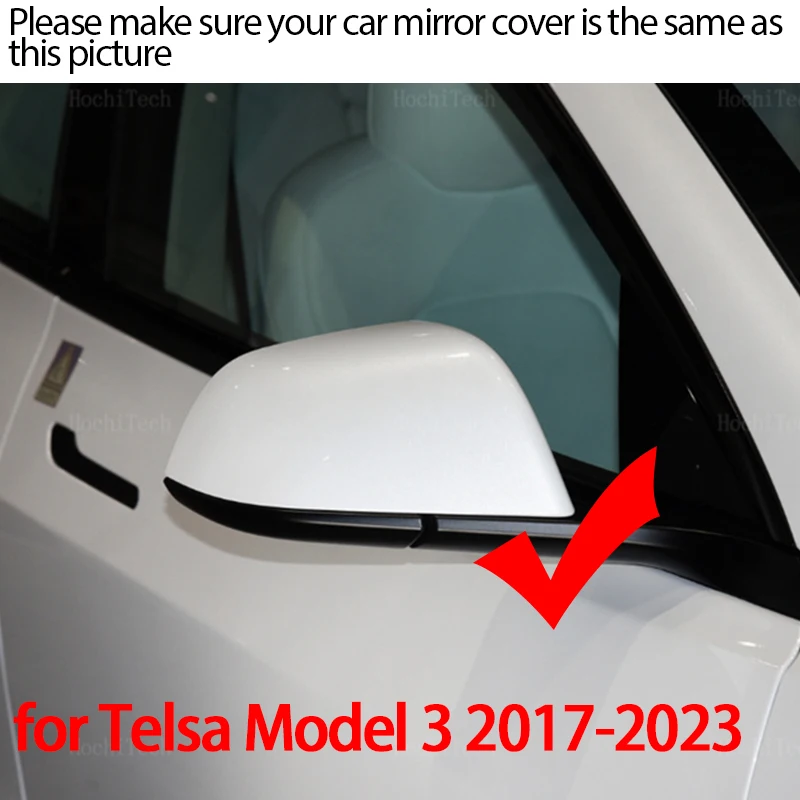 Carbon fiber pattern mirror cover Black mirror cover Overlay for Tesla Model 3 Model3 M3 2017-2023 Gloss Black Caps