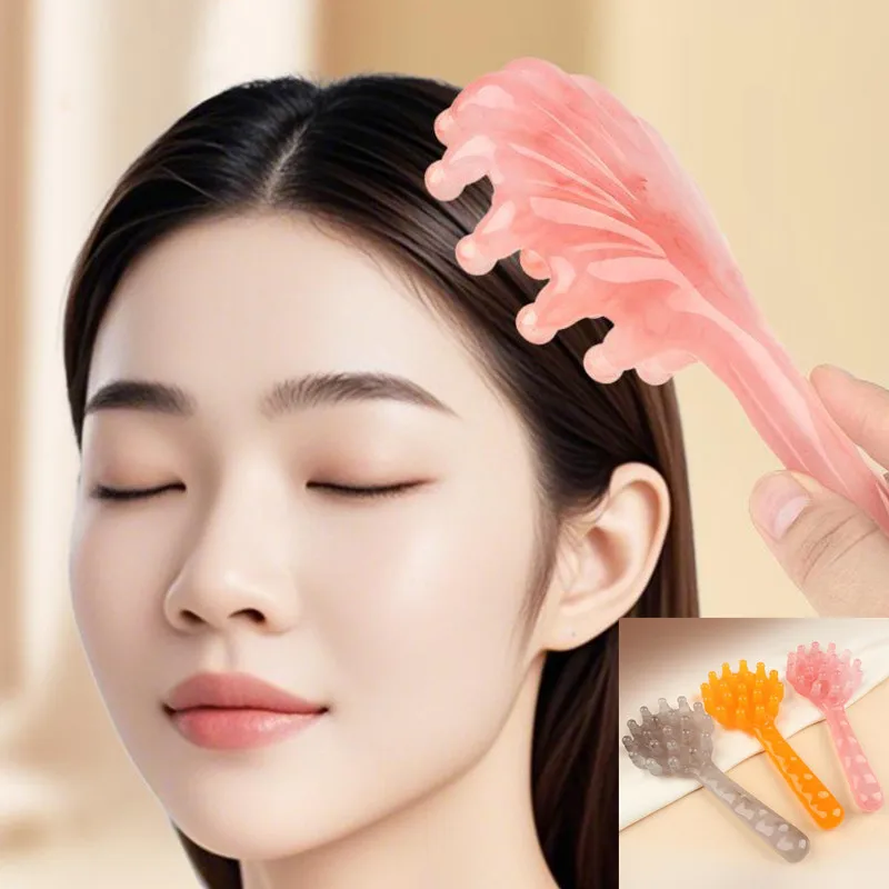 

Long Handle Resin Head Massage Comb Meridian Scraping Scalp Body Acupuncture SPA Gua Sha Therapy Tool For Home Health Relaxation