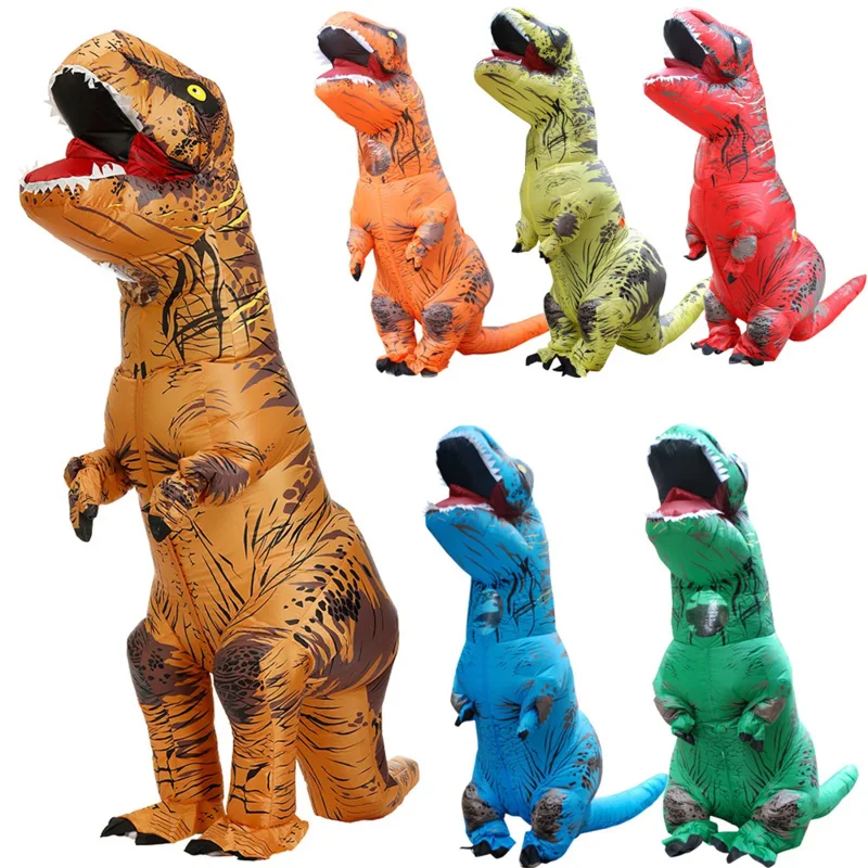 Kids Adult Dinosaur Inflatable Cosplay Costumes T-Rex Anime Cartoon Party Dress suits Halloween Costume for Man Woman