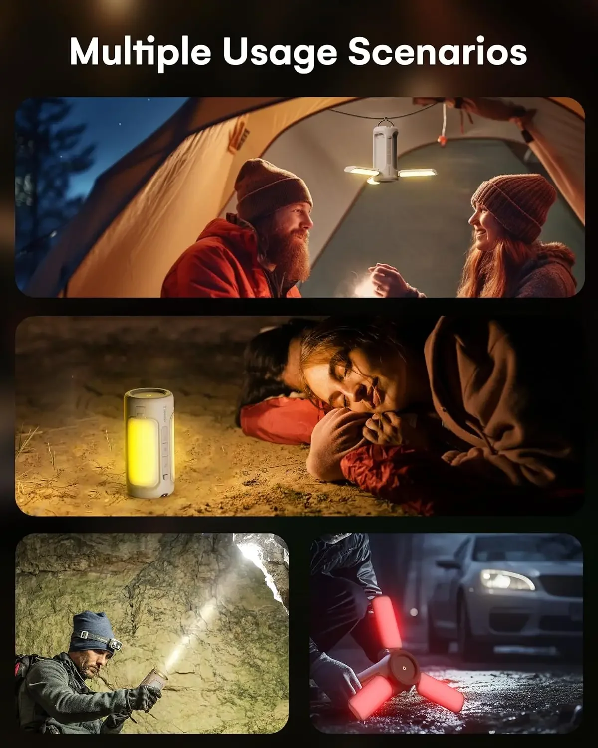Lanterna da campeggio a LED, luci da campeggio ricaricabili con torce elettriche, luce per tenda impermeabile con 4 modalità di illuminazione, campeggio, 6000 mAh P