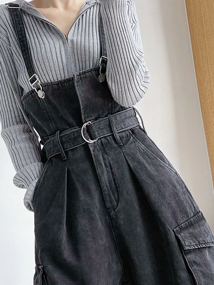 Sexy Denim Overalls Frauen neue Vintage Streetwear Overalls weibliche koreanische Mode gerade lose breite Bein lässige Jeans Hosen