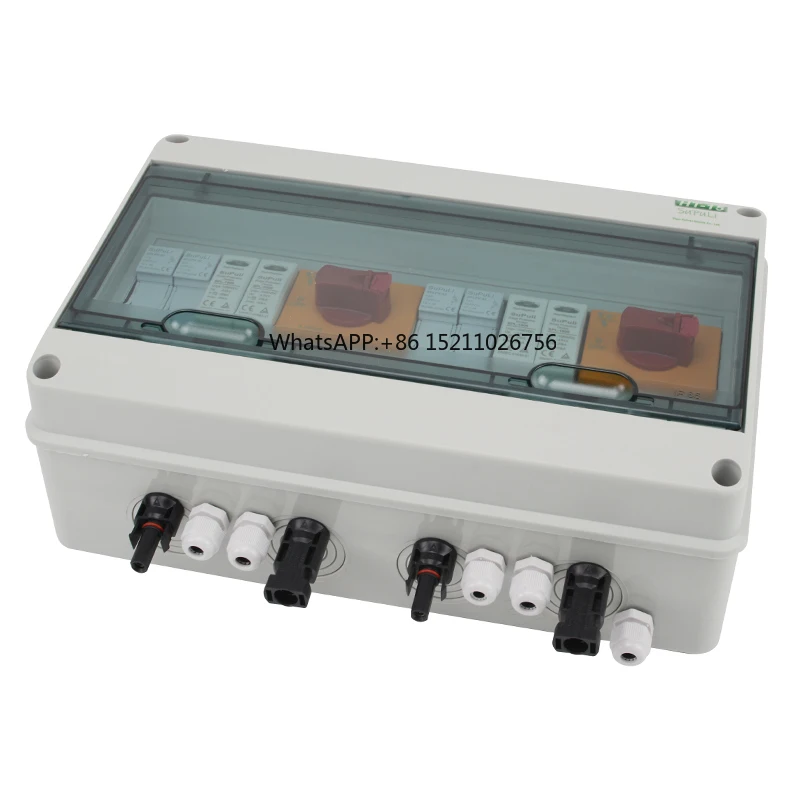 Dc Combiner Box 1000V 25A 2 In 2 Out 2 Strings Pv Combiner Box For Photovoltaic System Solar Panels