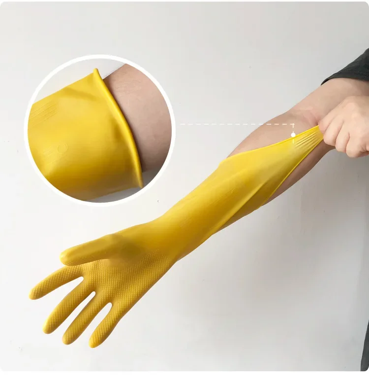 Latex rubber gloves are suitable for housework, kitchen washing, dishwashing gloves, acid and alkali-resistant thickened gloves,