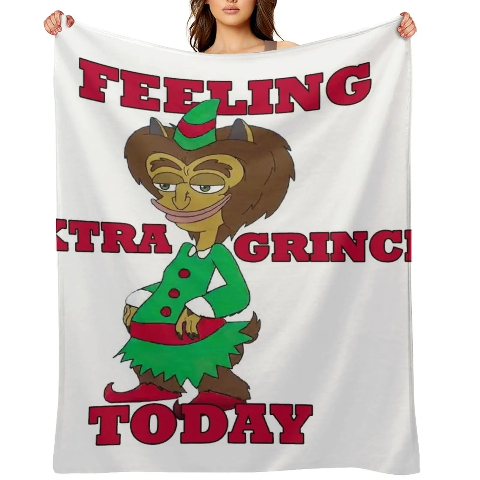 

BIG MOUTH Feeling Extra Grinchy Today Maury Hormon Monster Red Throw Blanket Hairy for babies Extra Large Throw Retros Blankets