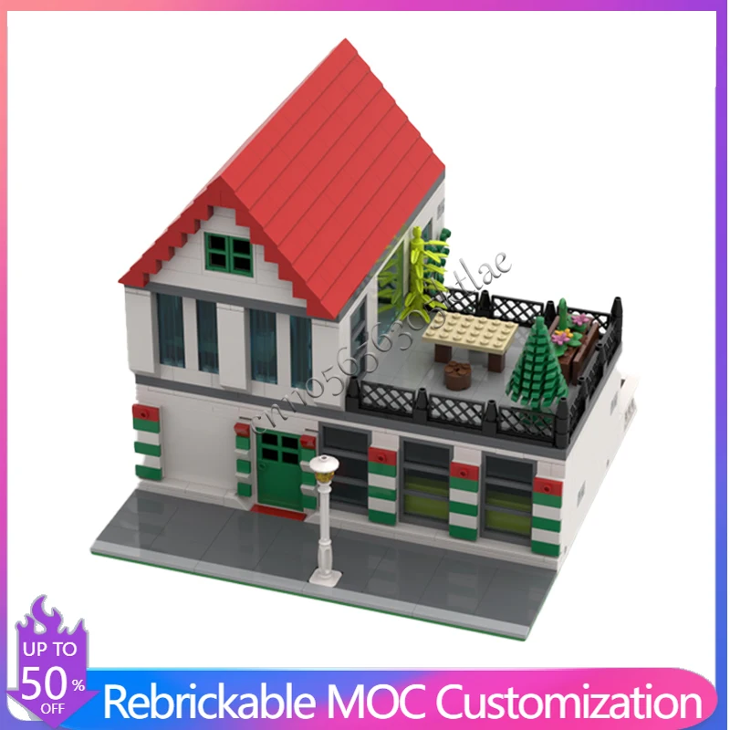 

984 PCS House Street Resturaunt Town House MOC Customize Modular Building Block Design Creative Design DIY Assembly Toy Gift