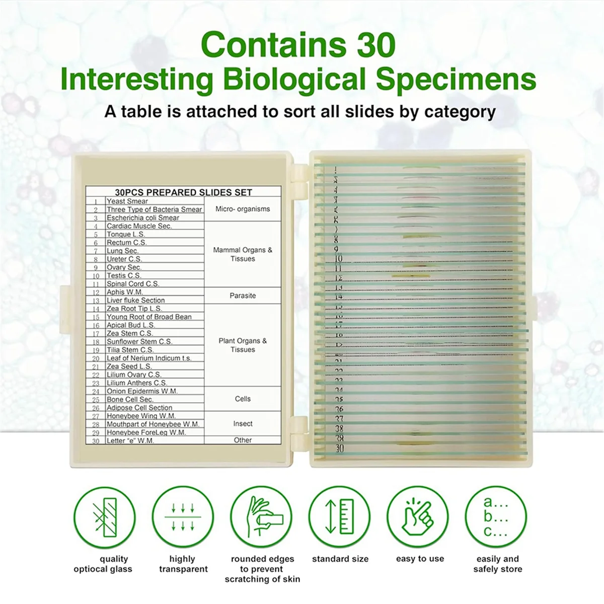 شرائح المجهر للأطفال، شرائح المجهر للأطفال، شرائح إعدادية زجاجية لملحقات المجهر مناسبة لجميع أنواع