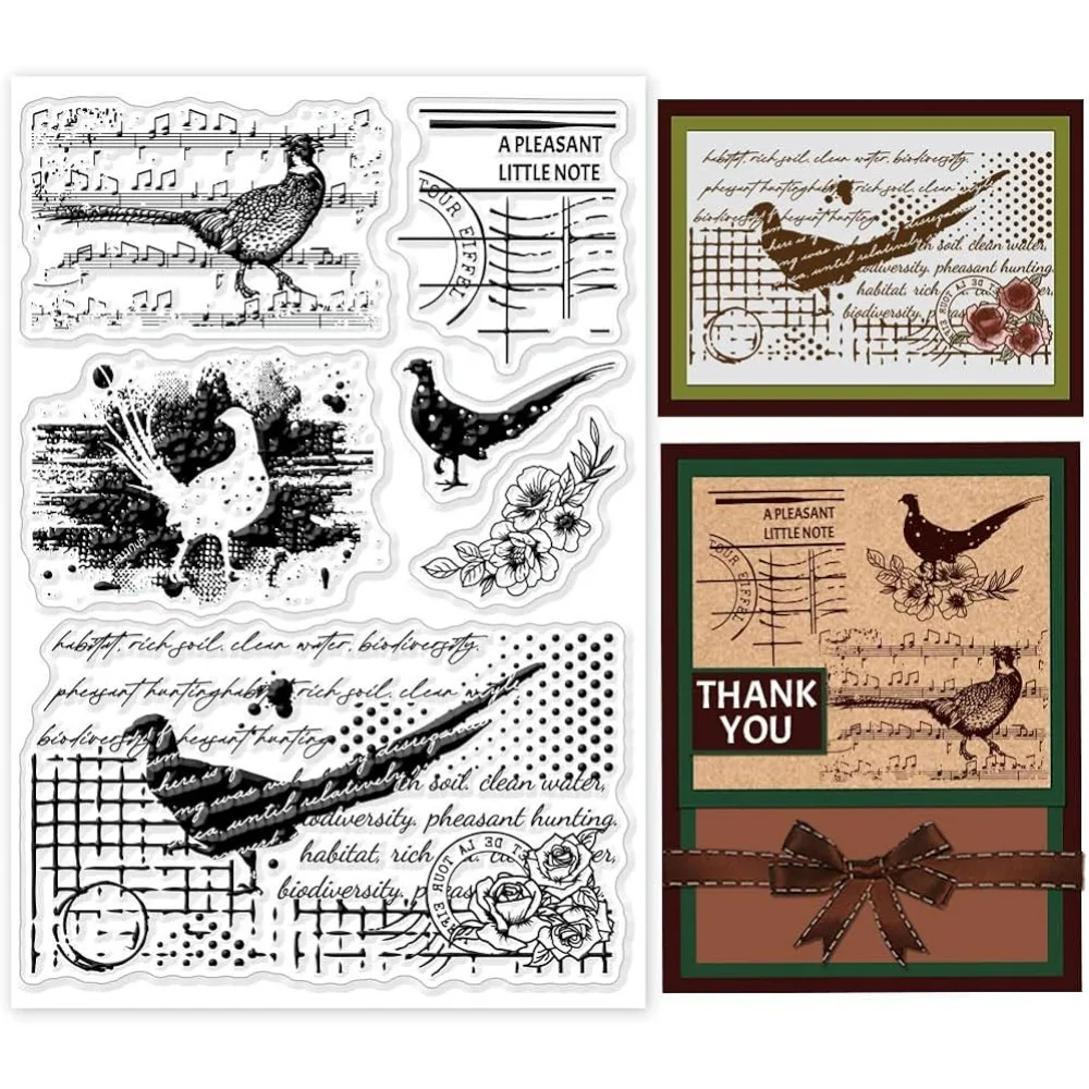 1 Stück Vintage Fasan Klare Stempel Fasan Stempel Klare Silikonstempel Transparente Stempel für DIY Scrapbooking