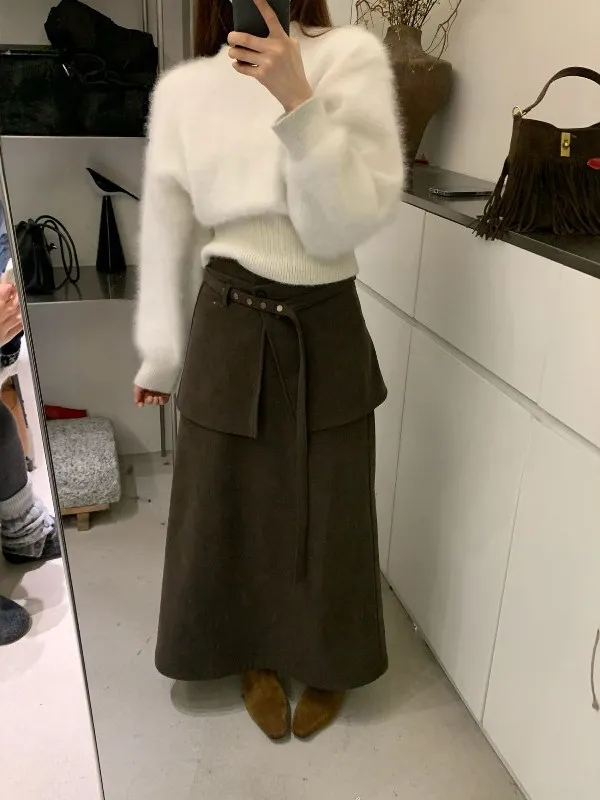korean-style-high-waist-woolen-skirt-pure-color-straight-cut-long-skirt-for-women-spring-season-online-exclusive-polyest