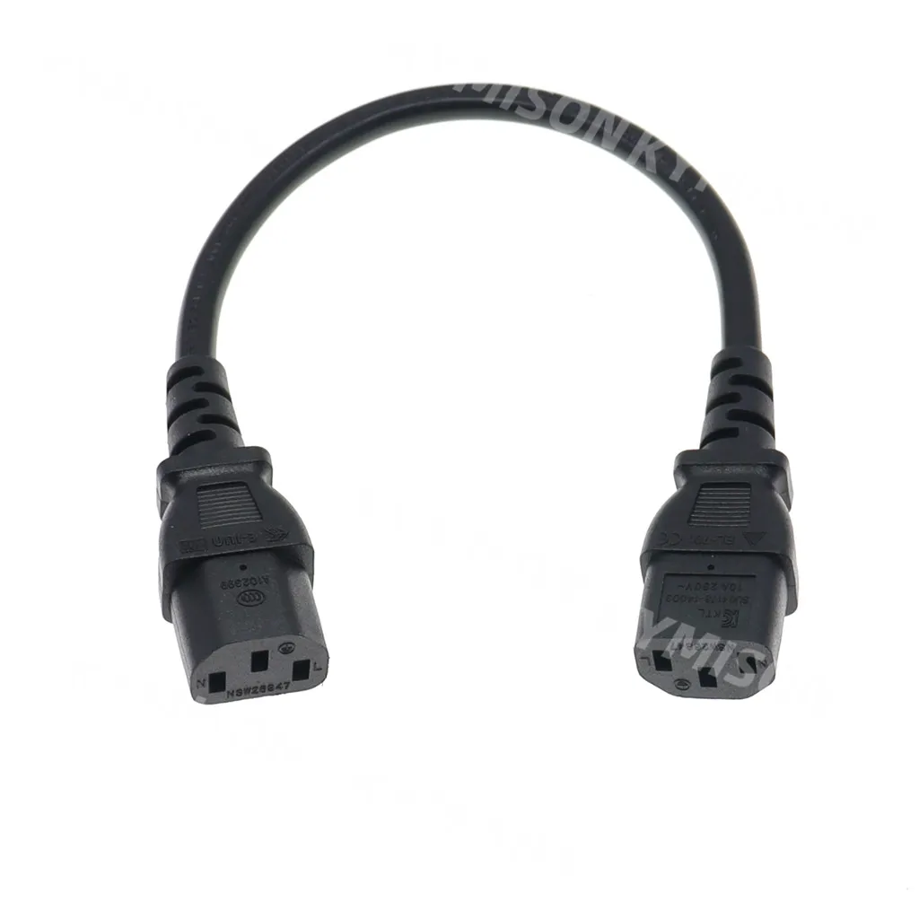 IEC 60320 C13 female to C13 female Power Adapter Extension Cable AC Lead Cord, 3G1.0mm, 10A 250V AC, 0.5m/1m/1.8m