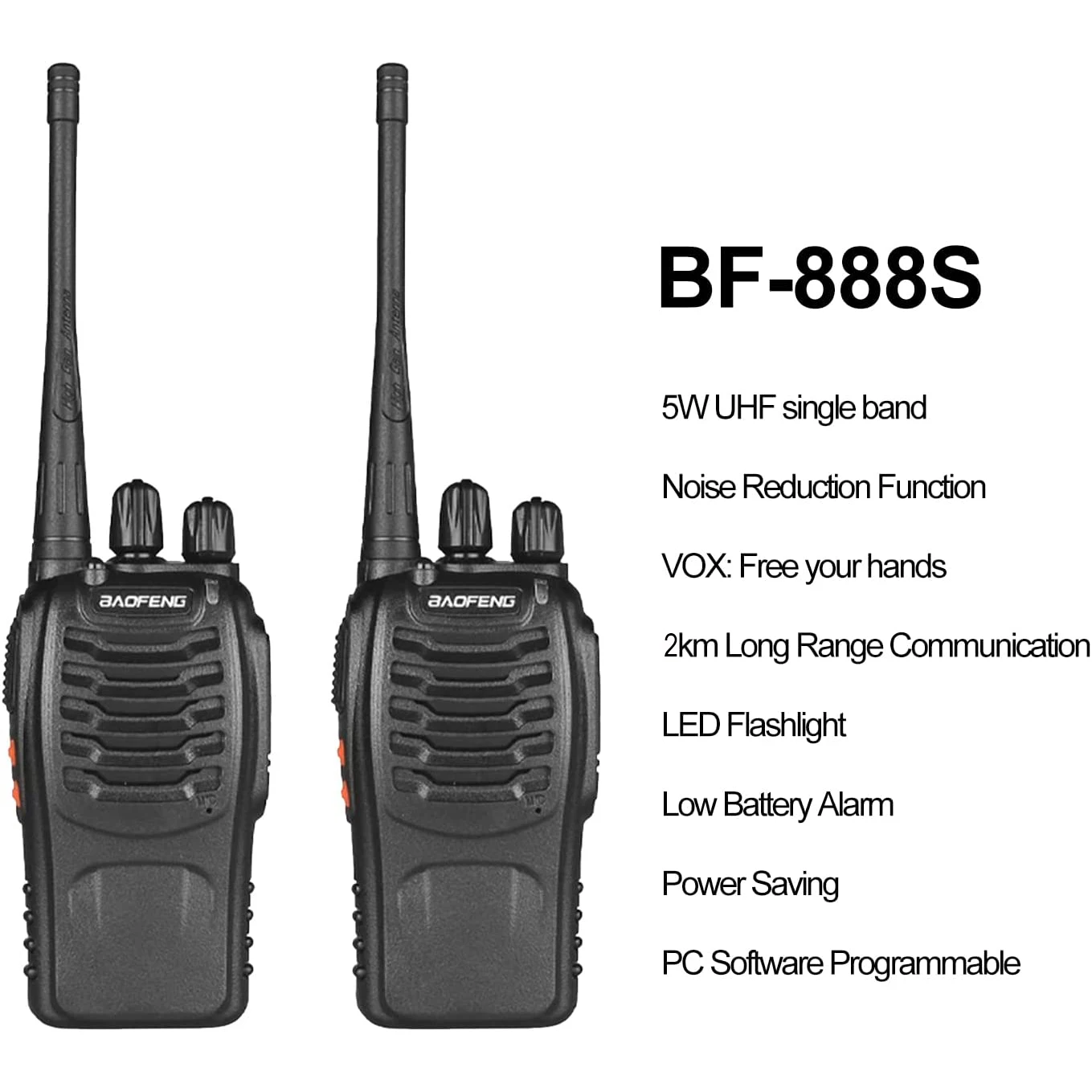 Baofeng BF-888S Walkie Talkie Set (2-Pack) - UHF, Long-Range, Rechargeable Battery, Durable ABS - Idea for Outdoor Activities