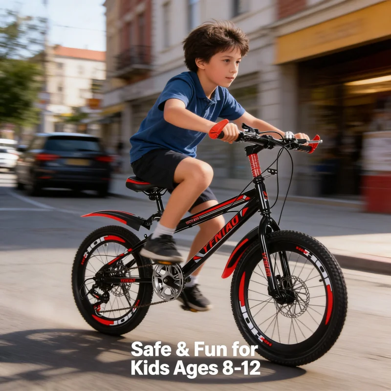 Black and Red【Variable Speed Disc Brake】Standard Children's Bicycle Disc Brake Variable Speed Mountain Bike20Big Kids Student Bi
