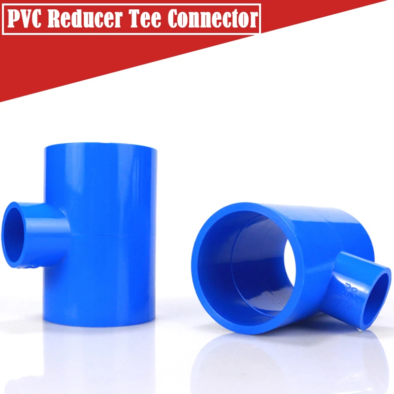 

2Pcs/Lot Inner Dia 25~63mm Blue PVC Pipe Tee Reducing 3-Way Joint Aquarium Fish Tank Adapter Garden Watering Tee Connectors