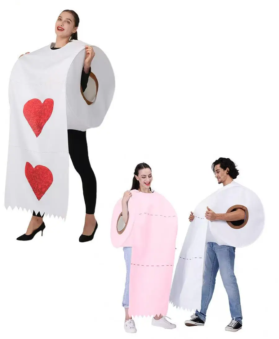 

Funny Spoof Toilet Roll Cosplay Costume for Halloween Carnival Decorations Gifts Novelty Couples Instant Prop Clothing 50cm