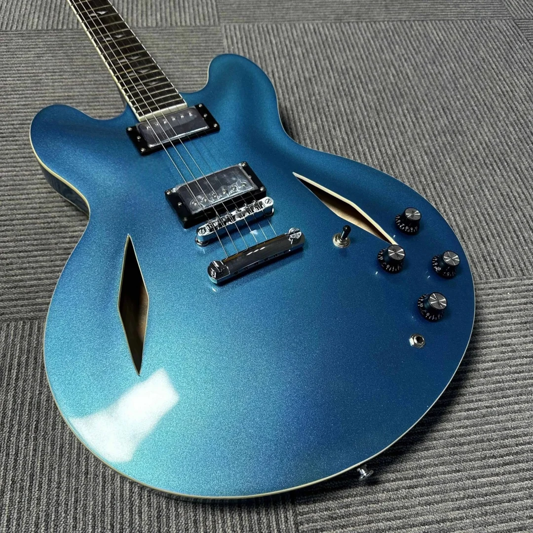 

Free Shiping Blue Metallic Blue Electric Guitar Chrome Hardware Semi Hollow Body Rosewood Fingerboard Material 22 Tone Position