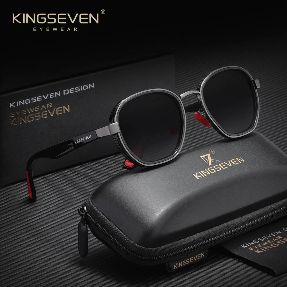 Image of KINGSEVEN Kleine runde Sonnenbrille für Herren, polarisiert, Damenbrille, Retro-Stil, luxuriöse Reisebrille, UV400