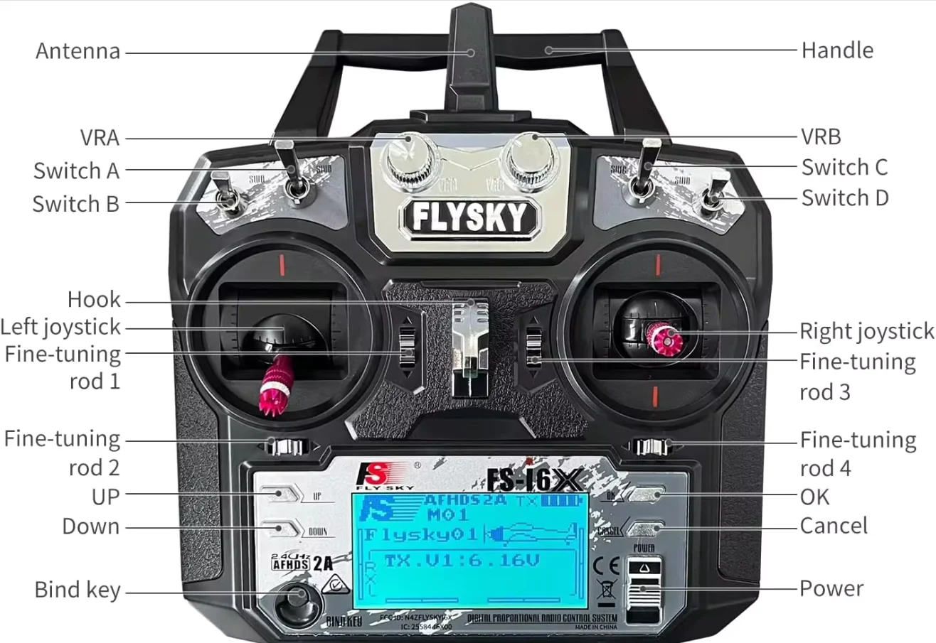 Flysky FS-i6X 10Ch 2.4GHz RC Transmitter Controller with FS-iA10B FS-iA6B Receiver for Drone Airplane Helicopter Car Tank Boat