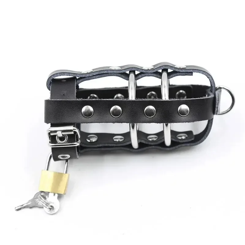 Fetish Lederen Penis Sloten Verstelbare Gesp Cock Cage Metal Locked Penis Ring Kuisheidsgordel Adult Sex Game voor Mannen Gay