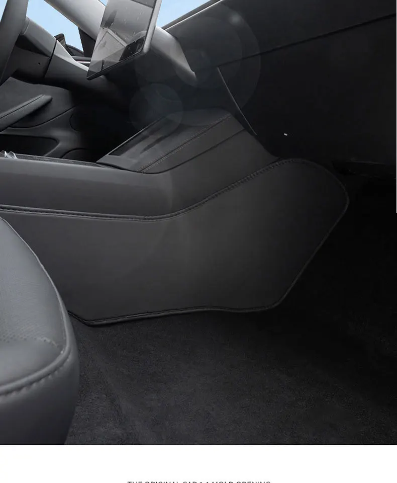 Carbon-Flash-Schutz für Tesla Model Y 2021-2024 Mittelkonsole, Zwei Seitenpaneele, Anti-Kick-Pad, Schutzabdeckung aus Leder – Detail 5