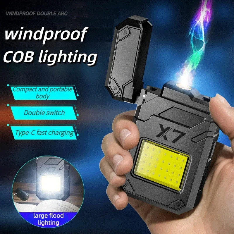 

X7 Heating Wire LED Highlight Handheld Lighter Flashlight Type-C Rechargeable Outdoor Portable Keychain Light Cigarette Lighter