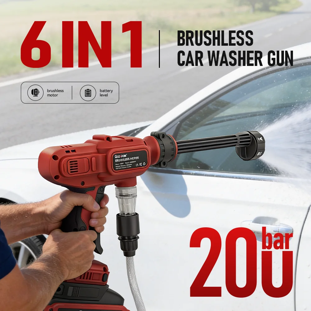 21V Cordless High Pressure Car Washer Spray Water Gun 755 Motor Foam Generator Portable Washer For Car Home Floor Garden Clean