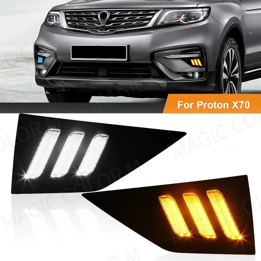 

For Proton X70 Geely Coolray Binyue 2021 2022 2023 LED Daytime Running Lights DRL Car Fog Lamp Turn Signal White Yellow Blue 12V