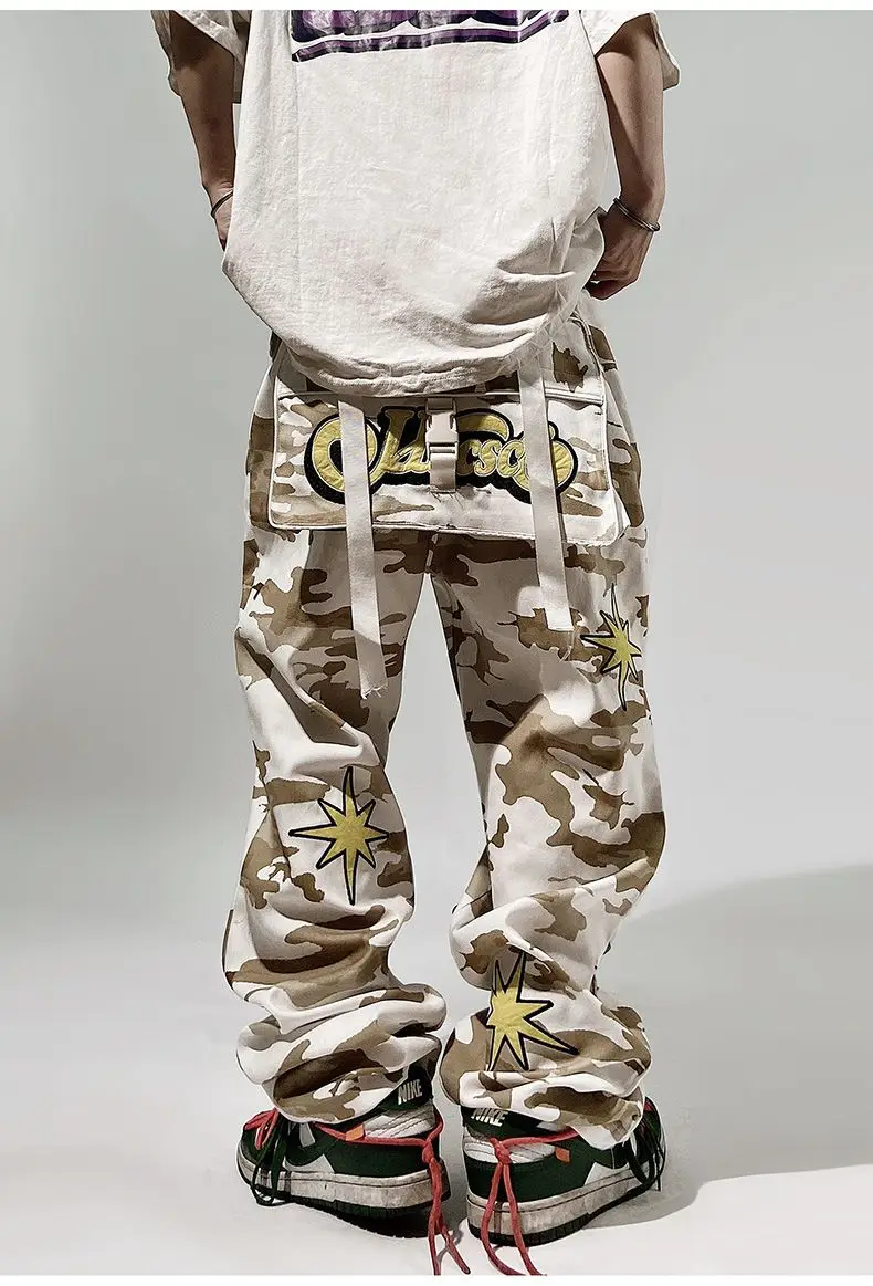 

Camouflage Men Pants Tide HiP HOP Camouflage Overall Mens Causal Cargo Pants Boys Camo Overalls Male Tracksuit Bottoms Plus Size