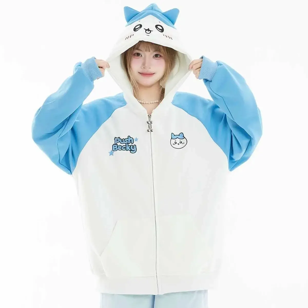 أنيمي Hachiware الفتيات هوديي معطف Chiikawa الكرتون الخريف لطيف القطن فضفاض سترة معطف جاكيت زيبرا الحلو الفتيات طالب القمم