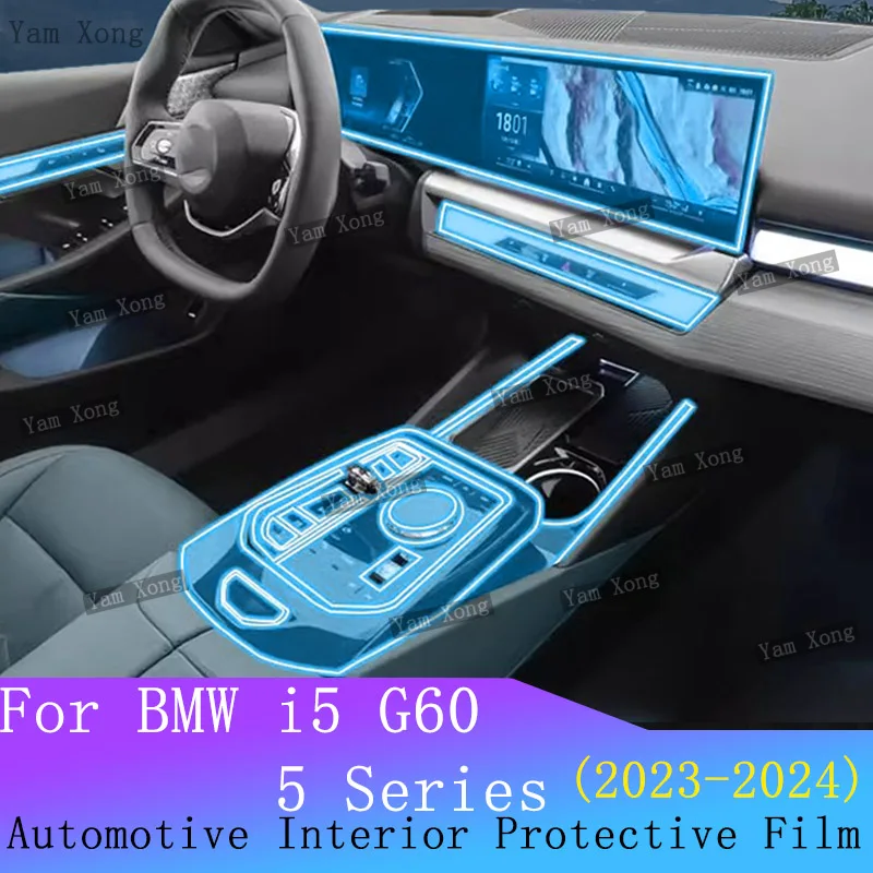 

For BMW i5 G60 2024 2023 Navigation Center Console Protective Film 5 Series Full set Interior Clear Film BC Pillar Trim Refit