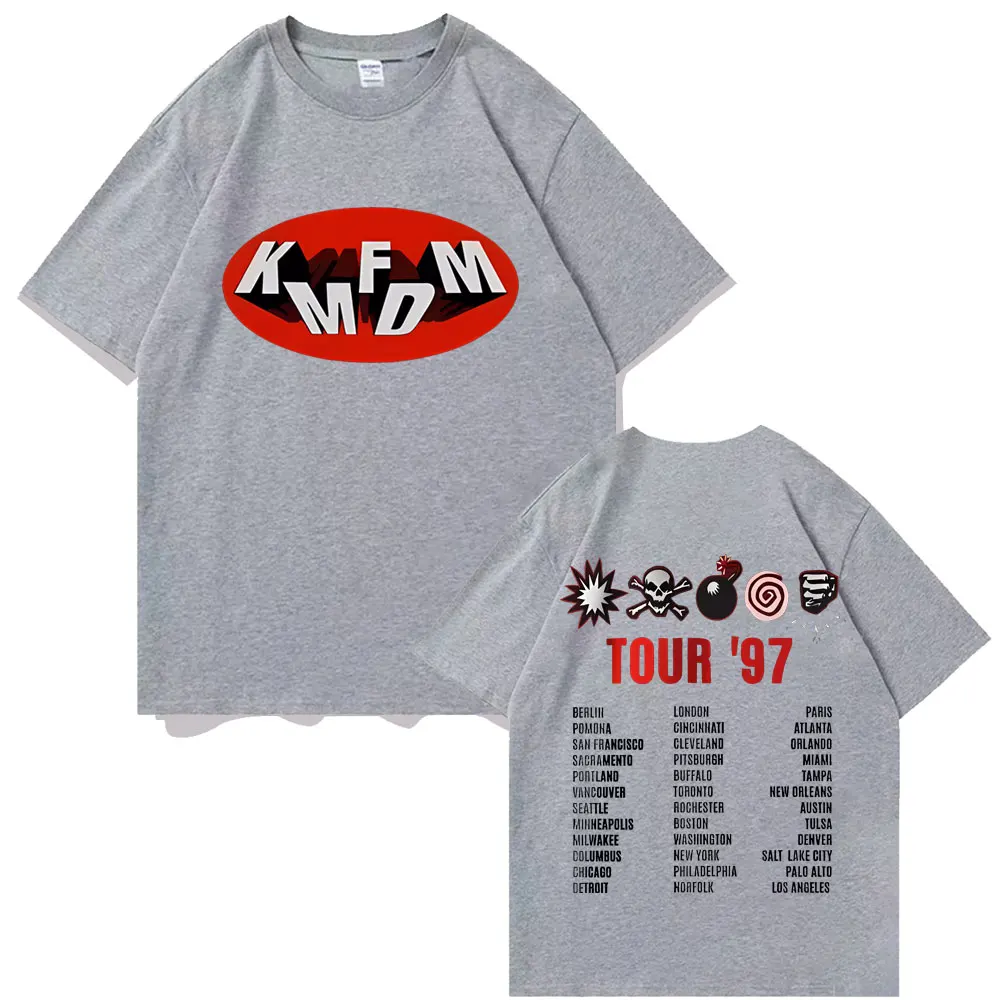 Rock Band Kmfdm Tour 97 T Shirt Men Women Vintage Gothic Punk Tshirt Men\'s 100% Cotton Casual Oversized T-shirts 90s Streetwear