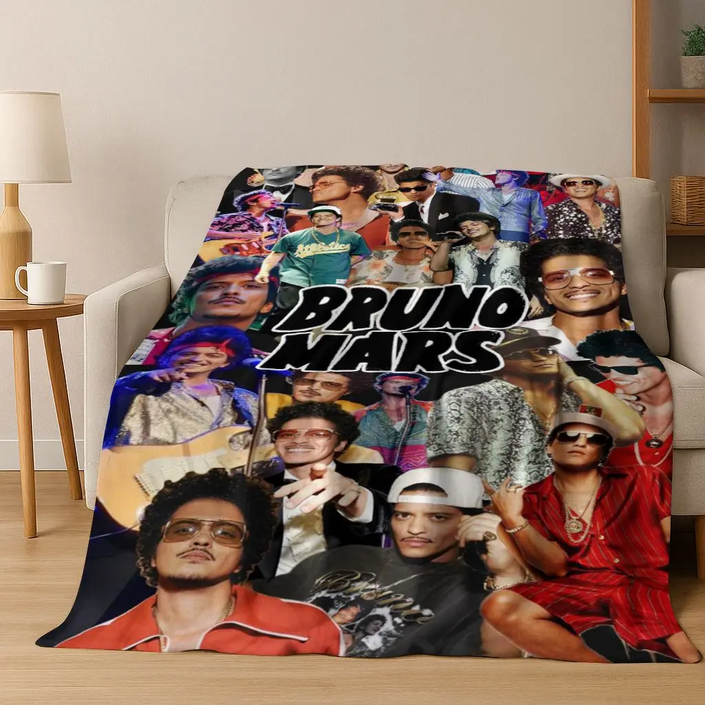Bruno Mars Superstar Art Flannel Blanket,Cozy Soft Throw Blanket for Home Bedroom Bed Sofa Picnic Office Cover Gift Kid