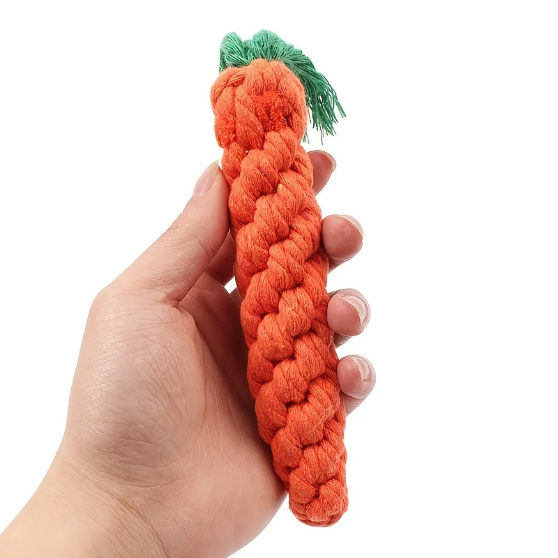 1pc/2pcs Pet Knot Toy For Dog & Cat, Carrot Shape Dog Chew Toys, Cotton Rope Toys For Indoor Dogs, Cat Toys