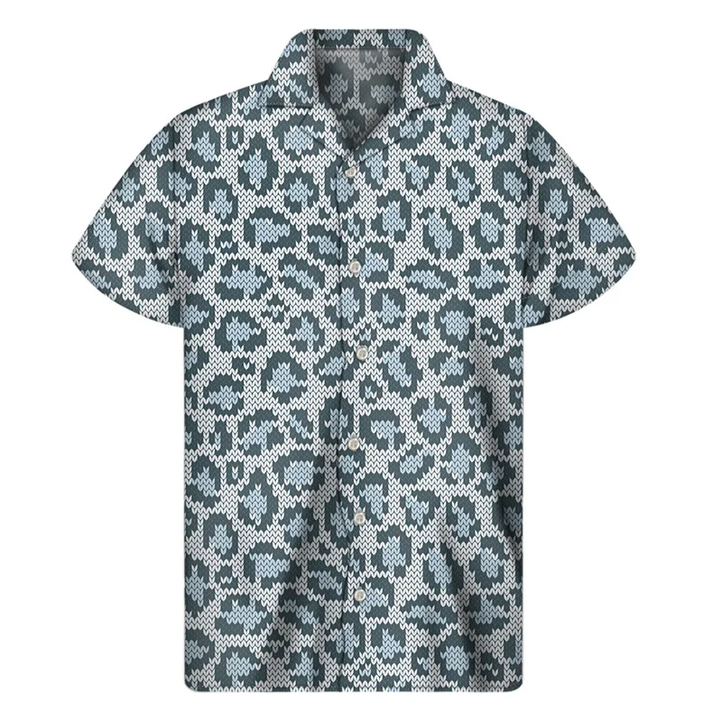 Colorful Leopard Hawaiian Shirts For Men Clothing 3D Print Aloha Beach Button Shirt Summer Short Sleeve Street Tops Lapel Blouse