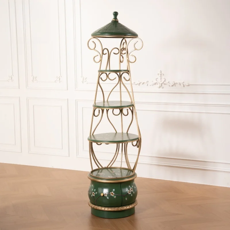 European antique kitchen metal multi-layer storage rack shelf plant bracket corner flower stand home decoration floor room