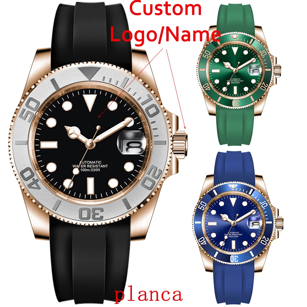 นาฬิกาข้อมืออัตโนมัติแบบกลไก 40 มม. ระบบเครื่อง nh35 กระจกแซฟไฟร์/โลโก้ปรับแต่งได้