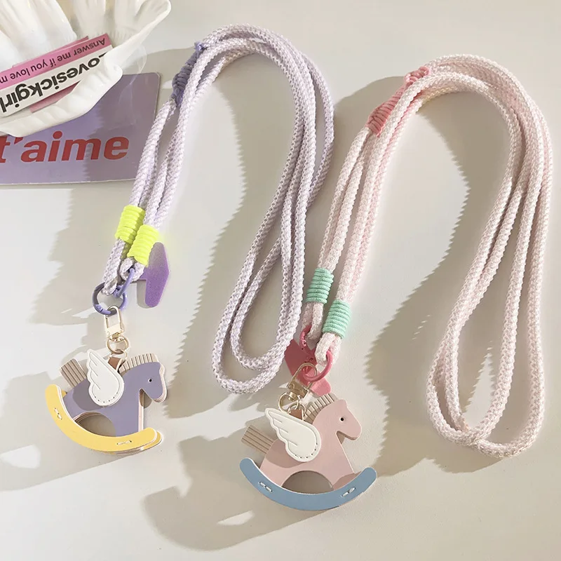 

Модный, милый и крутой креативный оранжевый лошадь-трокей с крыльями — универсальный ремешок через плечо/шнурок для телефона с защитой от кражи и украдения