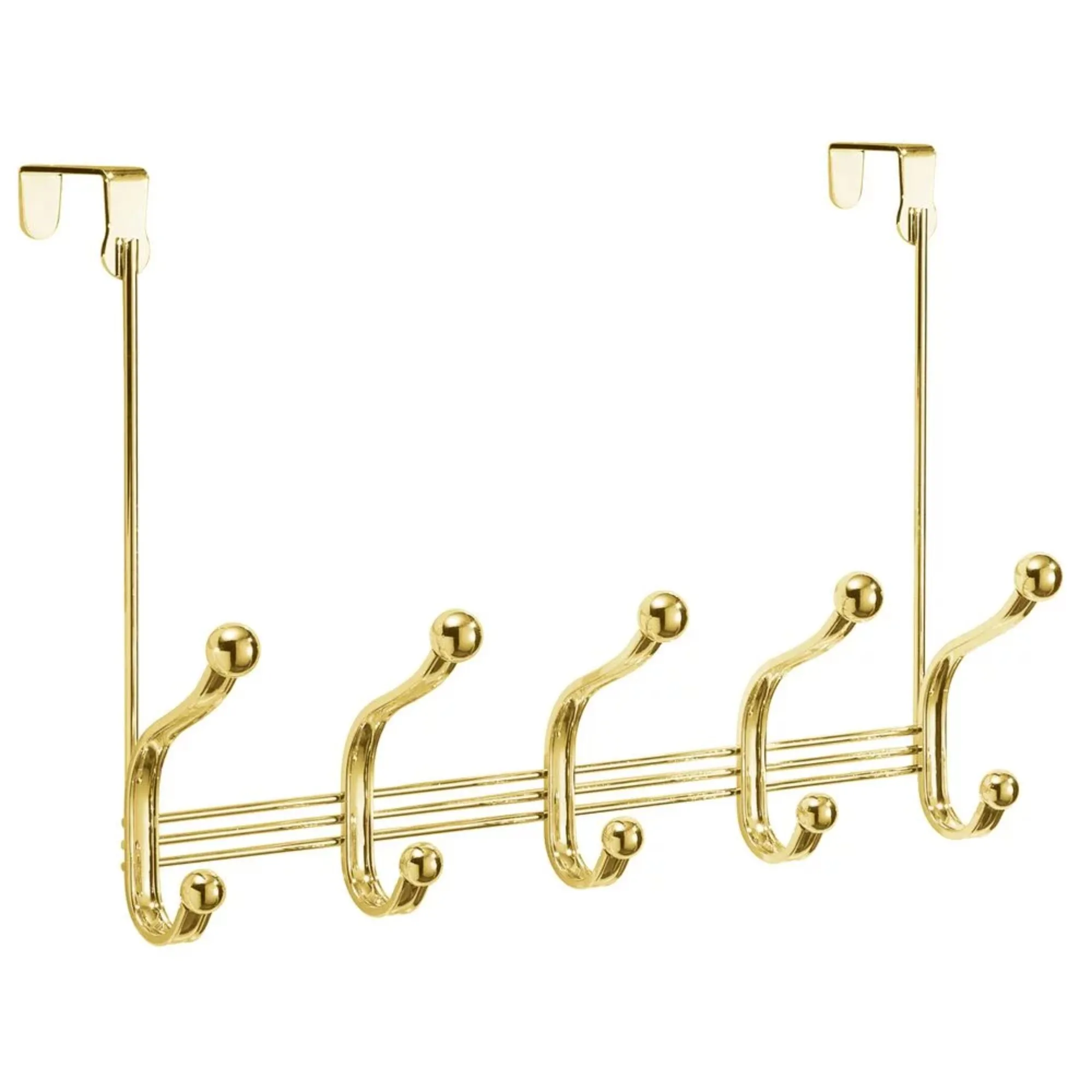 

Over The Door Steel 10 Hook Organizer 5" X 15" X 11" Gold Brass