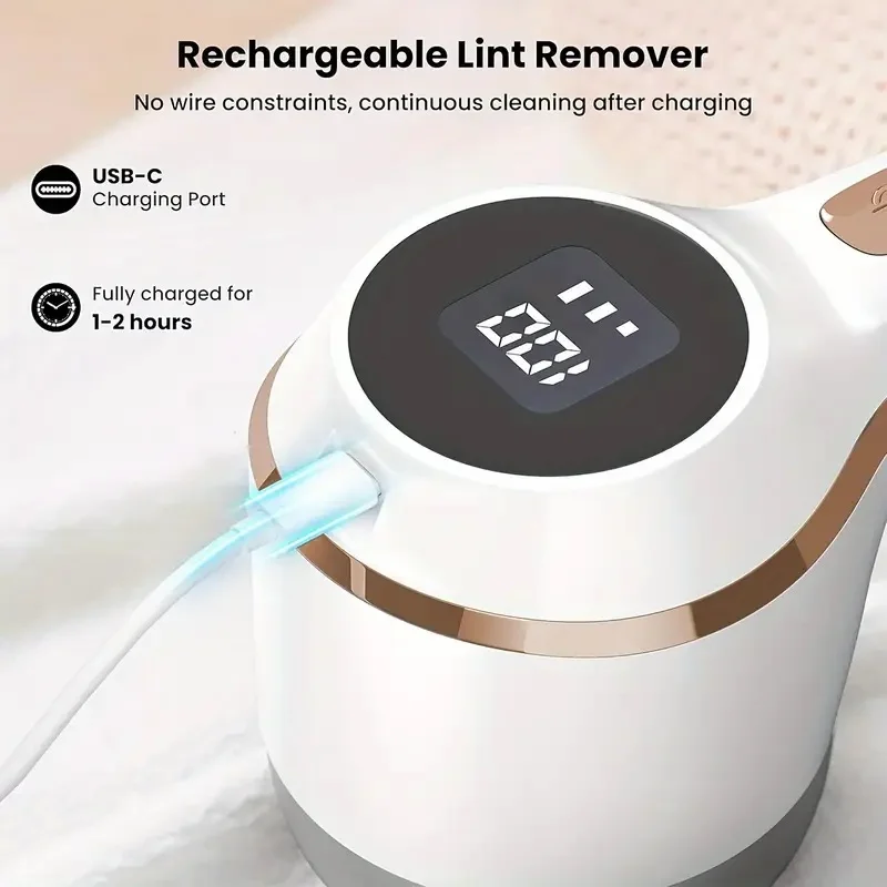ماكينة حلاقة قماش قابلة لإعادة الشحن USB-C مع شاشة رقمية، 3 سرعات وشفرة من الفولاذ المقاوم للصدأ مقاس 6 بوصات للسترات والبطانيات |   تتضمن كلي