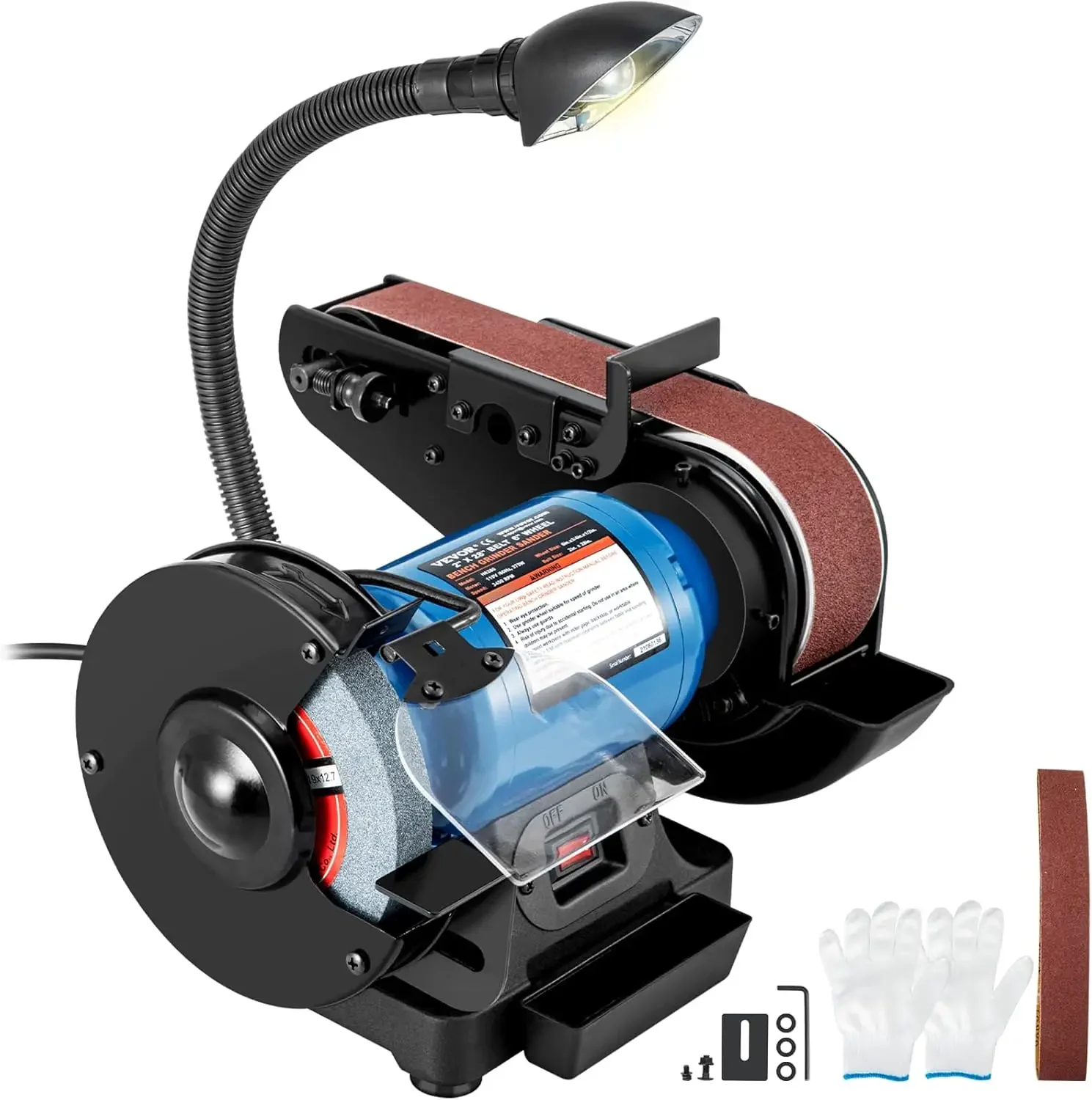

5" Disc Sander and 1" x 30" Belt Sander Combo with 2.5A Induction Motor and 0-45° Adjustable Cast Aluminum Work Table