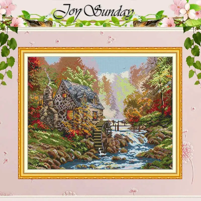 Riverside Mill Patterns Counted Cross Stitch Set 11CT 14CT 16CT Stamped DMC Cross-stitch Kit Embroidery Needlework Home Decor