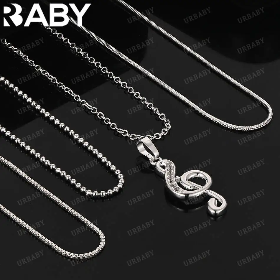 

URBABY 40-75cm 925 Sterling Silver Zircons Note Pendant Necklace For Women Creativity Gift Street All-match Party And Daily Wear