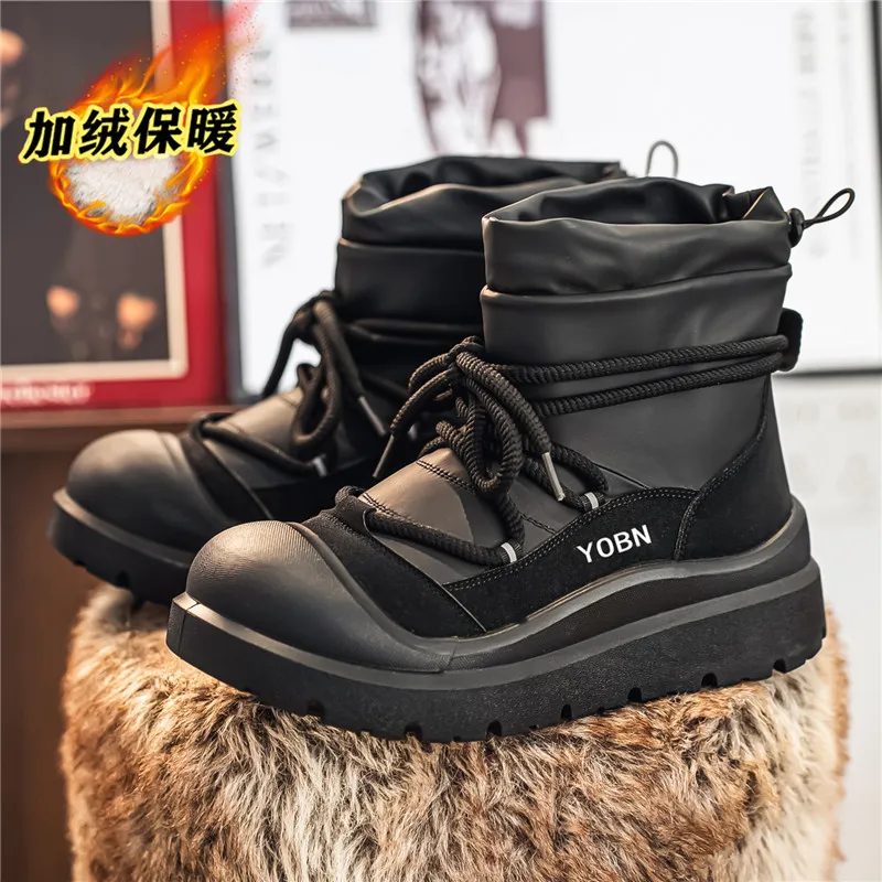 

Men's Warm Winter Boots Waterproof Non-Slip Plush Lined Sneaker Shoes Comfortable Winter Slippers Male Tenis Boots