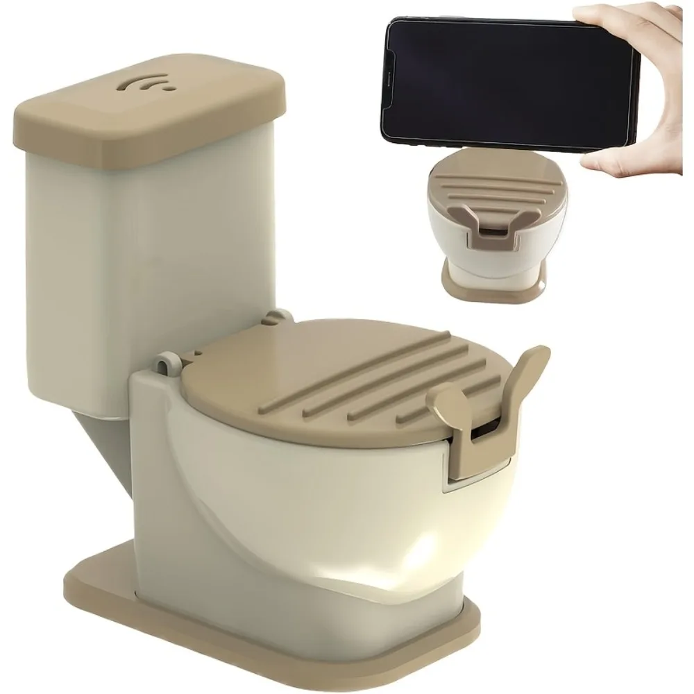 

Creative Toilet Shaped Phone Stand Funny Desktop Holder for Live Streaming Watching Video Hands-Free Universal Smartphone Cradle