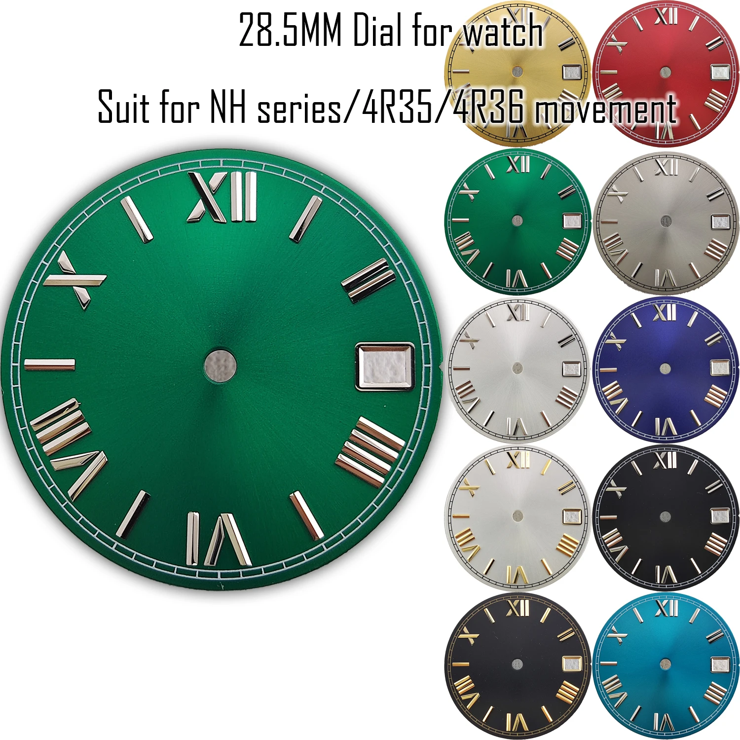 28.5mm Roman Index Modified Watch Dial NH35/4R35 No Logo Customizable Accessory for Watchmakers