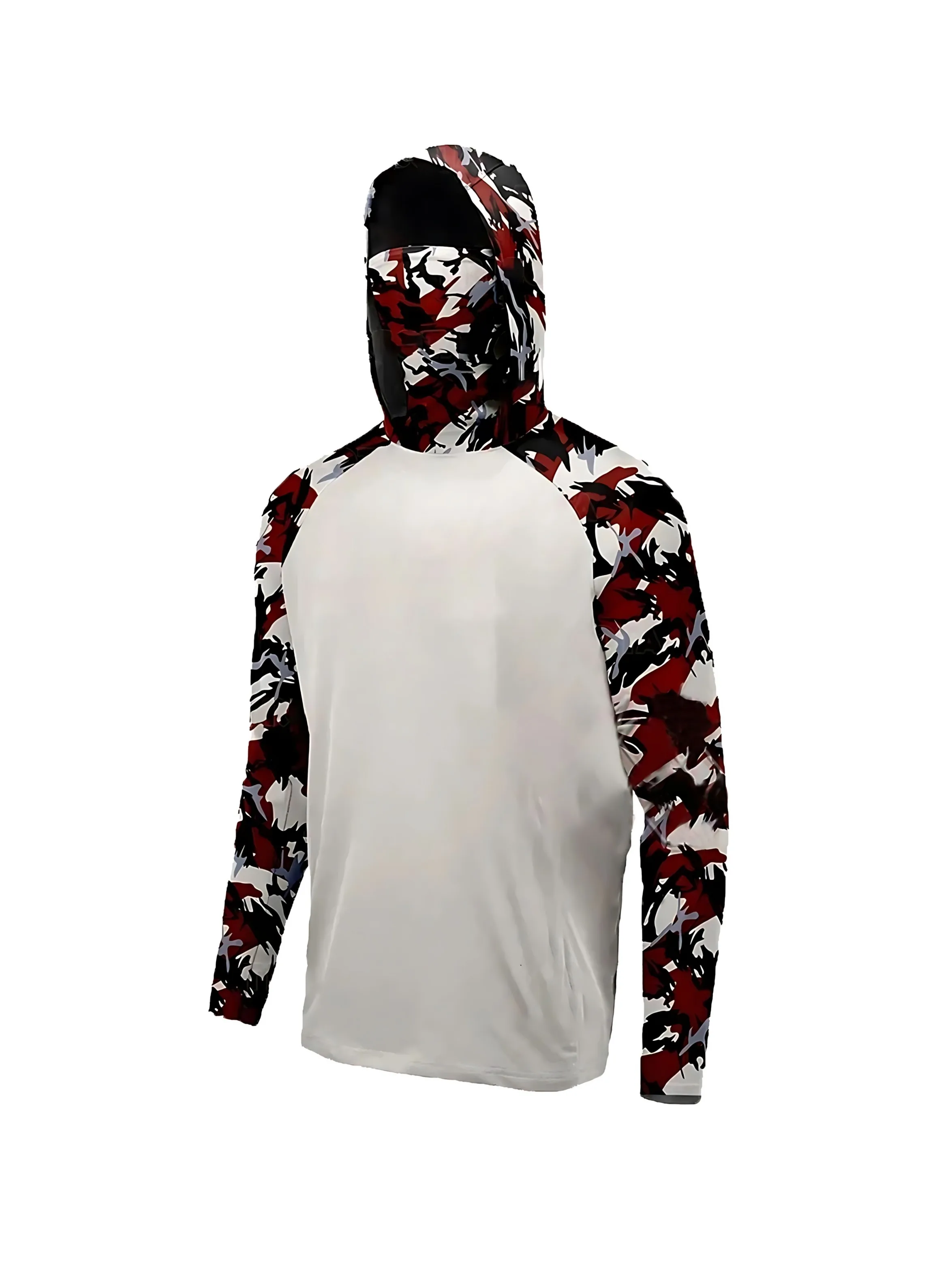 Men's long-sleeved T-shirt with sun protection hooded jacket protective mask one-piece outdoor long-sleeved top