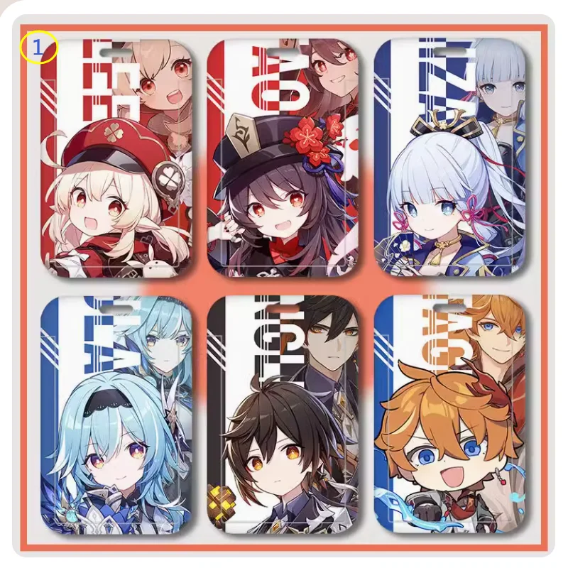 2024 Anime Genshin Impact Kaedehara Kazuha Hutao Venti ID Bus Bank Meal Card Holder Keychain Name Badge Card Case Pendant Gifts