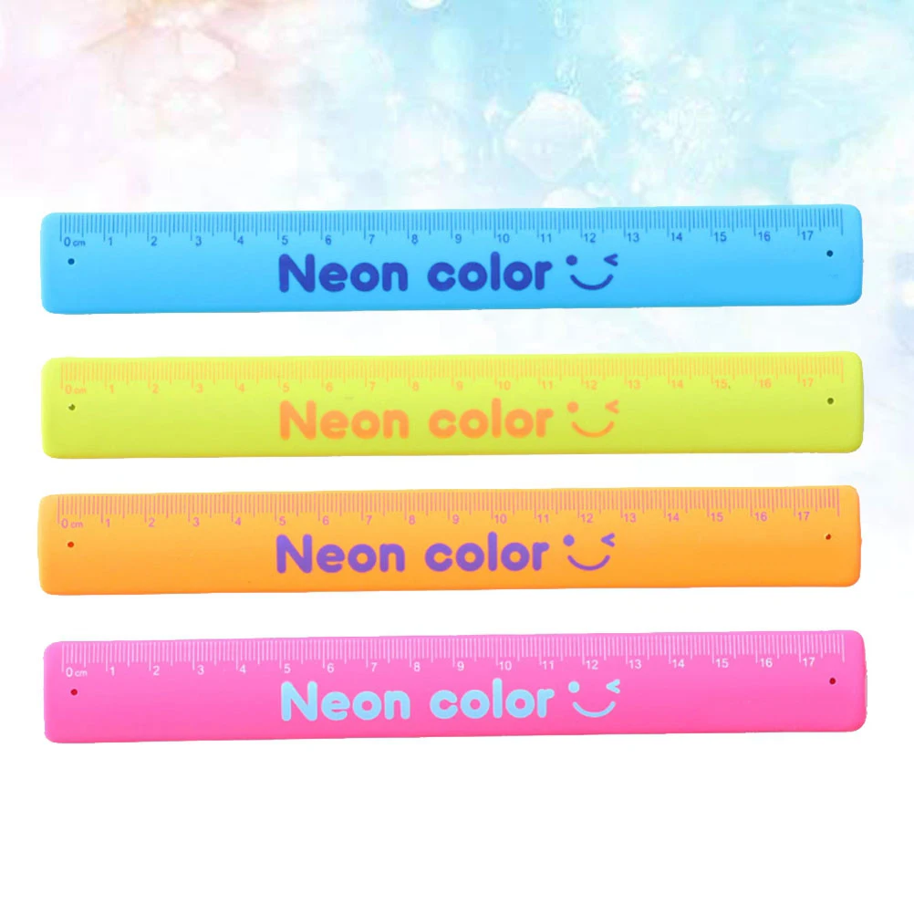 4Pcs Flexible Bracelet Ruler 180mm Shatterproof Earth Tones Measuring Tools Kids Toys Foldable Ruler Student Gifts Classroom