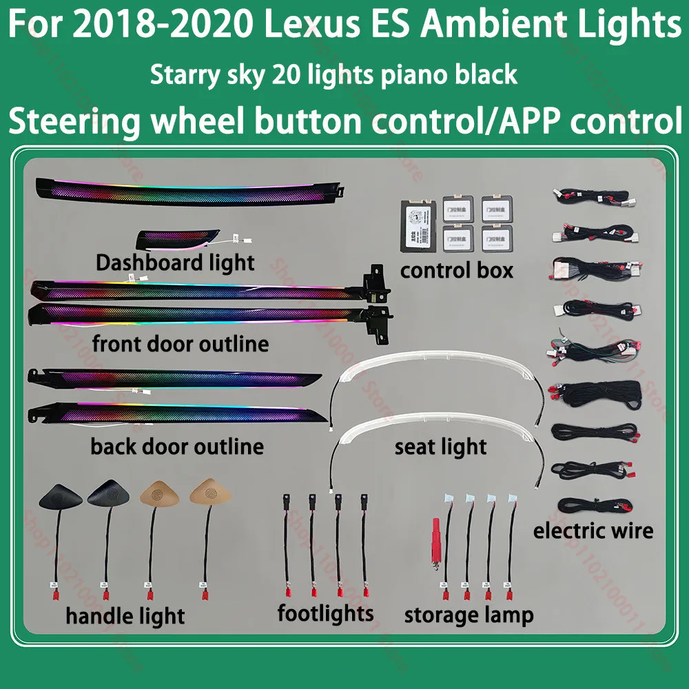 64 Colors Ambient Light For Lexus ES 2018-2022 ES200/ES260/ES300h Footlight LED Atmosphere Lamp Door Dashboard Panel Decorative