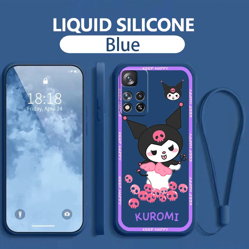 Cute Kuromi Melody Anime For Xiaomi Redmi Note 13 12 11E 11T 10T 10S10 Pro Plus Turbo 5G 4G Liquid Rope Phone Case